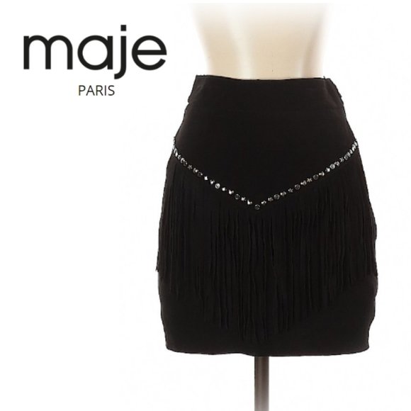 Maje Dresses & Skirts - Maje 100% Leather, Fringed Skirt sz 34 (FR) US 2